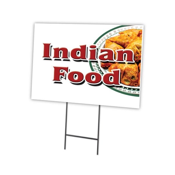 Signmission Indian Food Yard Sign & Stake outdoor plastic coroplast window, C-2436 Indian Food C-2436 Indian Food - main